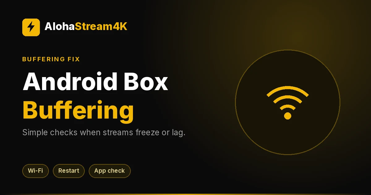 TV showing a loading spinner over a paused video with an Android TV box below