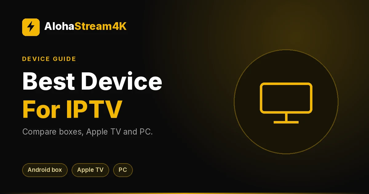 Android TV box, Apple TV, tablet and laptop arranged on a table