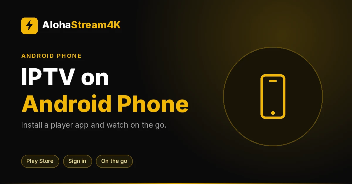 Android phone held in landscape mode showing a live TV player app